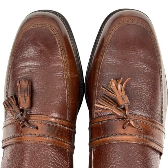 Bostonian Brown Leather Upper Dress Shoe Slip On Tassels Made in Italy Size 12 - Picture 4 of 16
